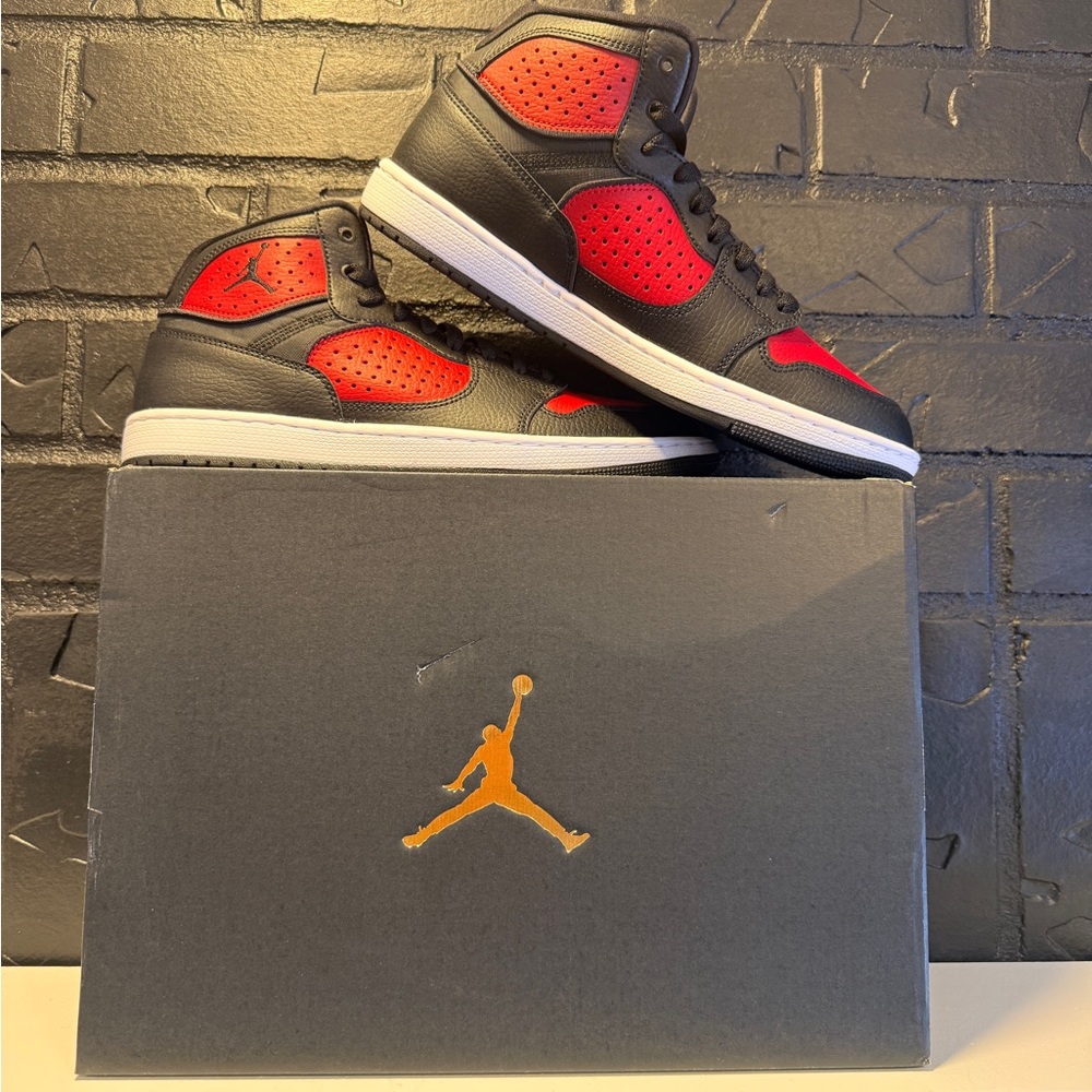 Jordan Men's Red and Black High-Top Sneakers